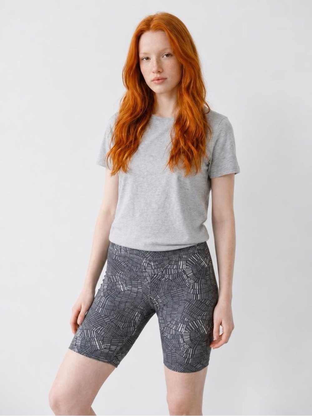 Women's Gray Patterned Active Bike Shorts